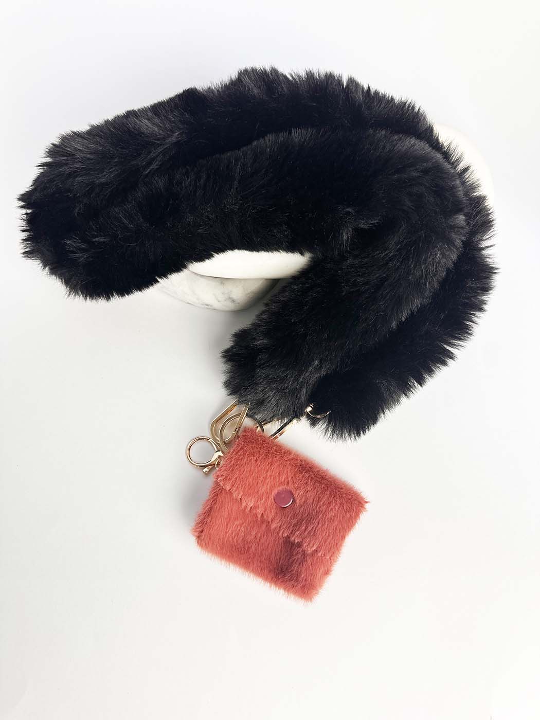 Plush Fluffy Lanyard - Holiday Bag, phone, key chain Lux Strap