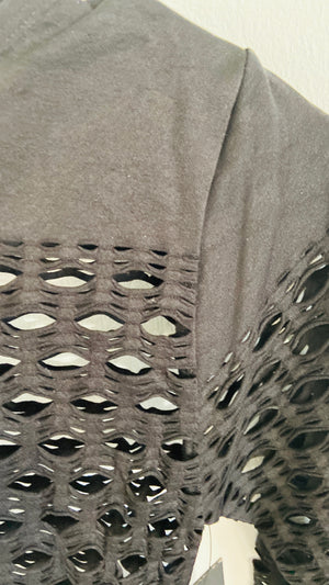 427 Black -  L/SLV FISHNET (LARGE HOLED MESH) KNIT TOP - Perception0one.com