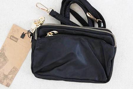 208b Black -  Everyday Cross Body - Nylon with Gold Zippers - Perception0one.com