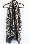 443 Grey -  Leopard Border Scarf - Perception0one.com