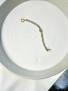 Baguette Stones and Oval Link Bracelet ~ With Ring  Clasp for Charms - Perception0one.com