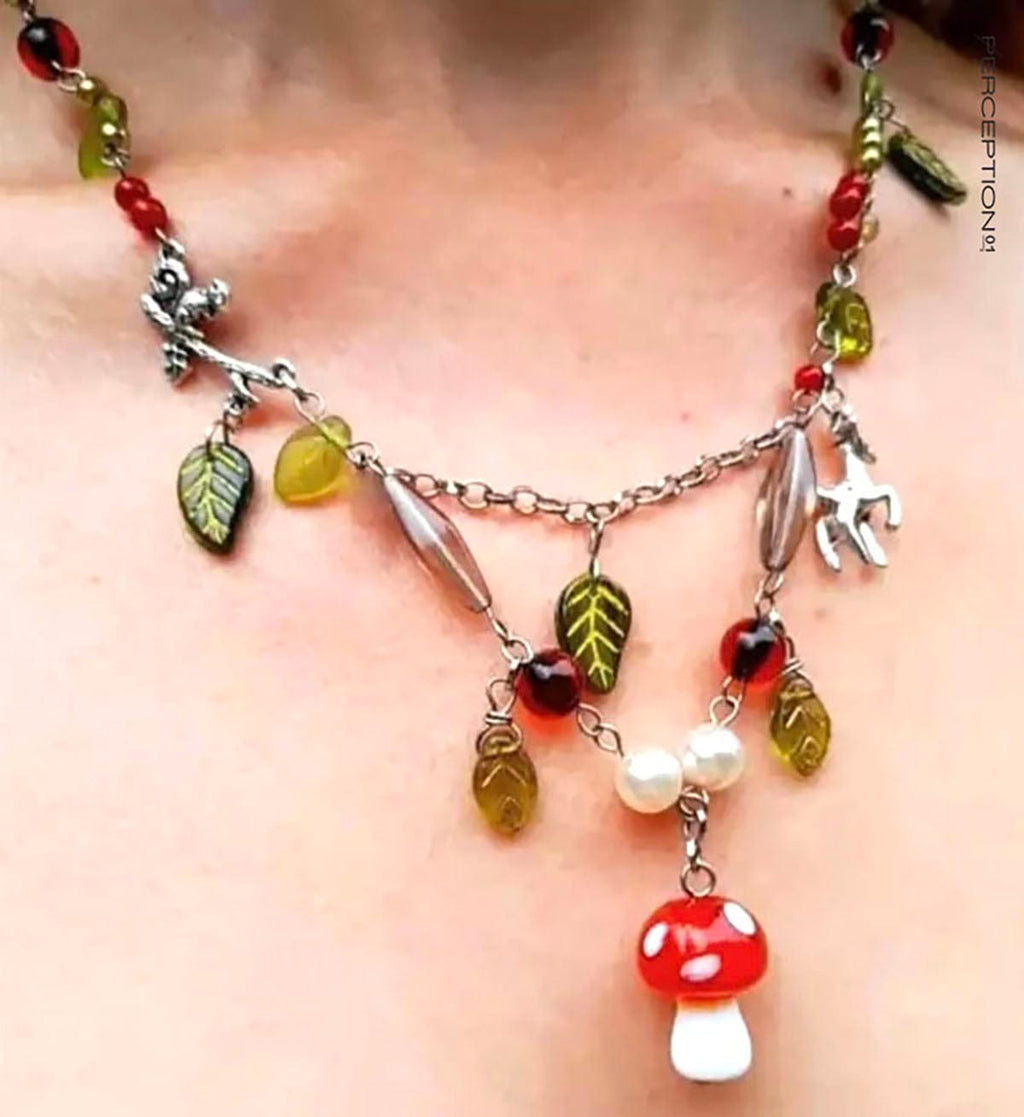 Glass Beaded Mushroom Retro Necklace - Perception0one.com