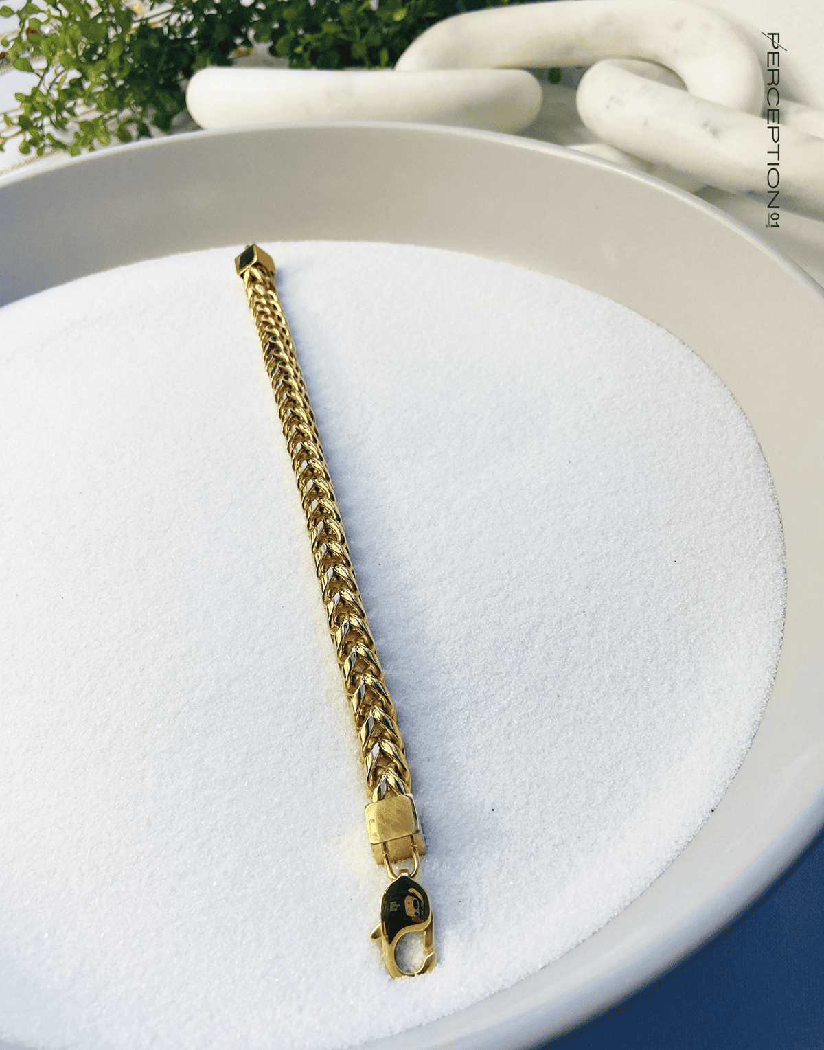 Milano Chunky Chain Bracelet with Square Weave and clasp - Perception0one.com