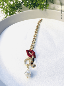 Lips & Pearl Single Heavy Chain Bracelet - Perception0one.com