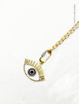 Protective Eye Charm Necklace - Gold flat link - Perception0one.com