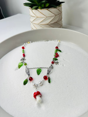 Glass Beaded Mushroom Retro Necklace - Perception0one.com