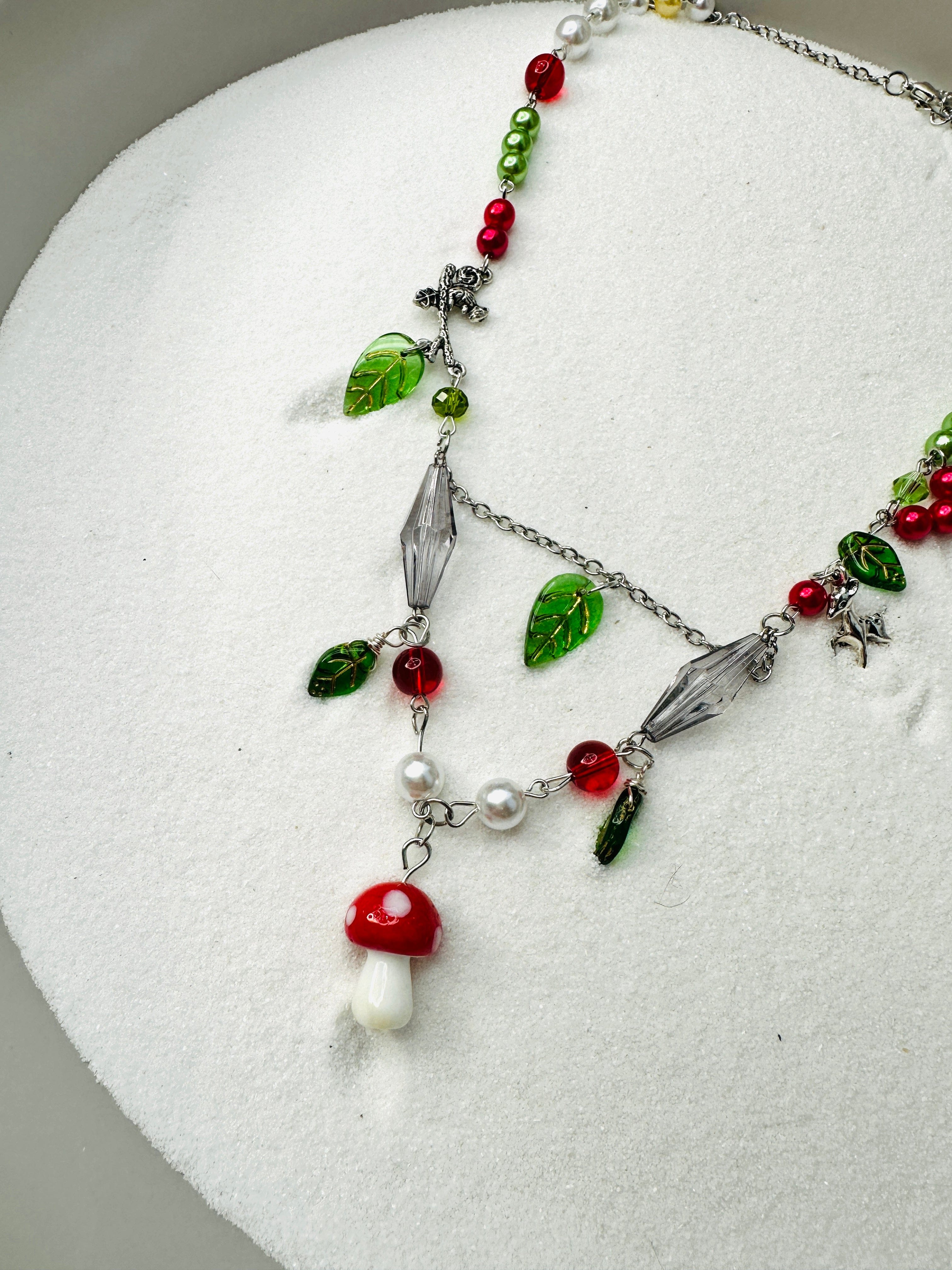 Glass Beaded Mushroom Retro Necklace - Perception0one.com