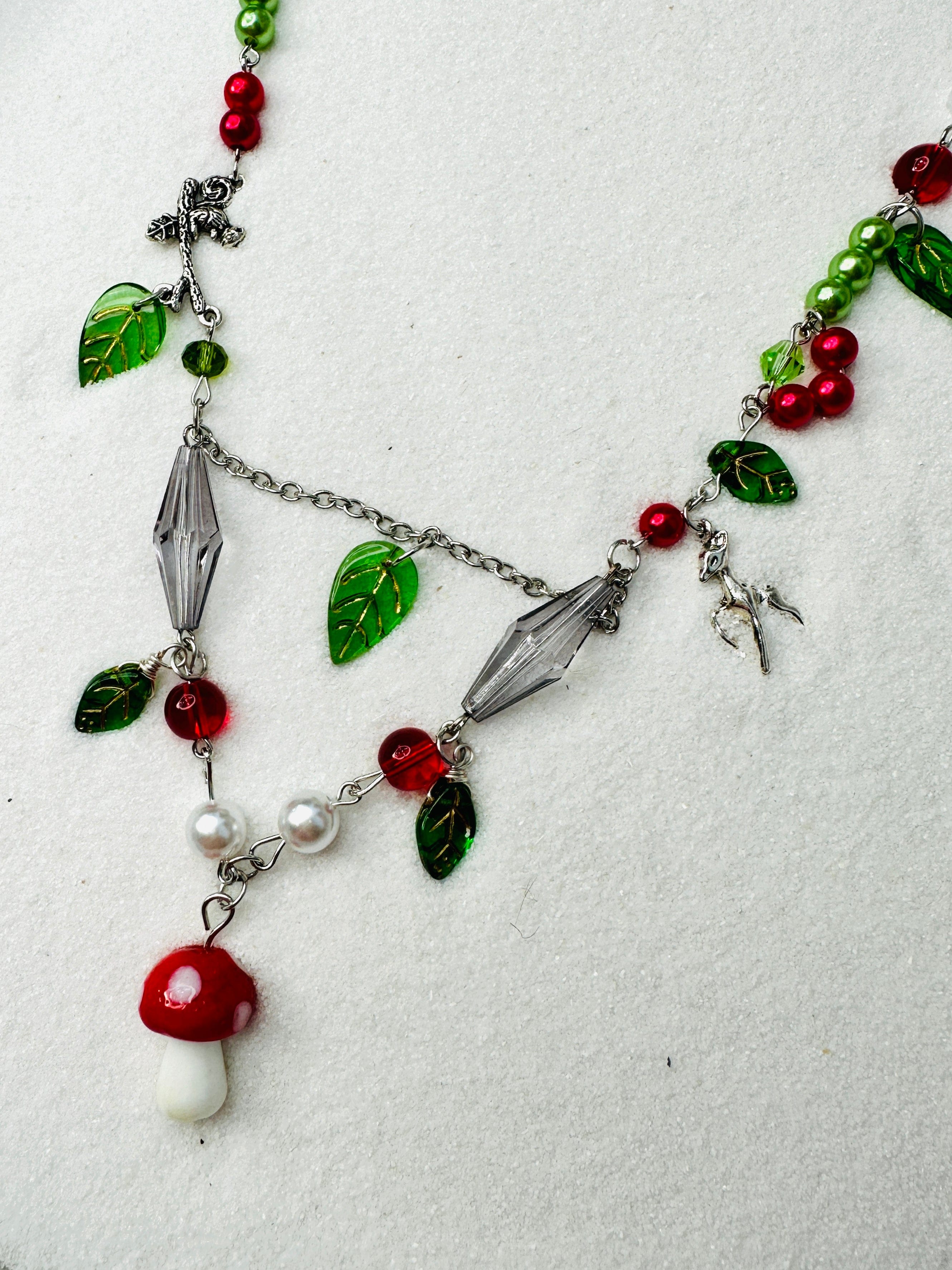 Glass Beaded Mushroom Retro Necklace - Perception0one.com