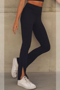 144 Black - SIDE SLIT HEM" FLAIR LEGGING - Perception0one.com