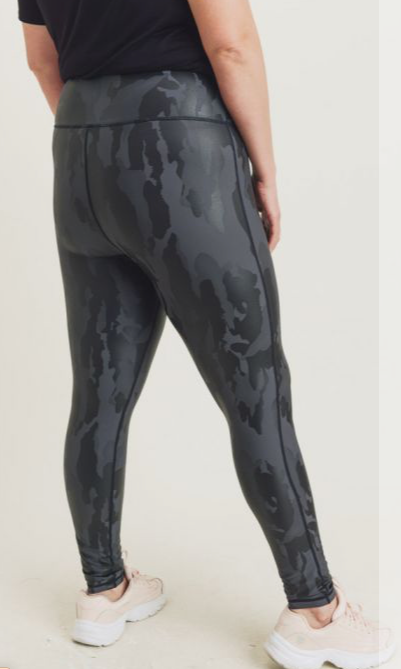176 Black -  CAMO JAQUARD LEGGING - BLACK (LARGE SIZED) XL,1XL, 2XL, 3XL - Perception0one.com