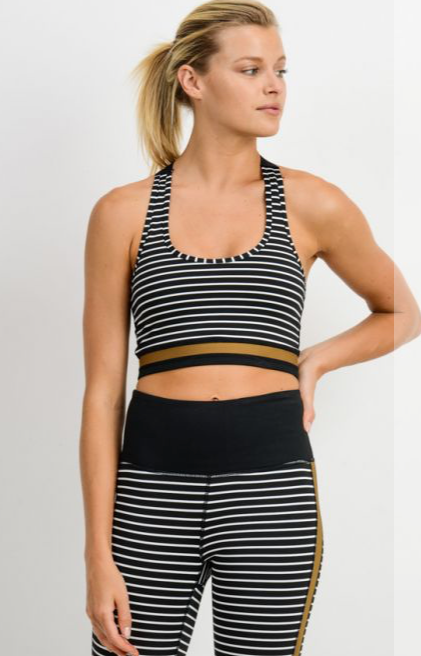 459 Black - MUSTARD STRIPE BRA TOP - Perception0one.com