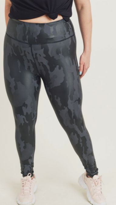 176 Black -  CAMO JAQUARD LEGGING - BLACK (LARGE SIZED) XL,1XL, 2XL, 3XL - Perception0one.com