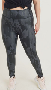 176 Black -  CAMO JAQUARD LEGGING - BLACK (LARGE SIZED) XL,1XL, 2XL, 3XL - Perception0one.com