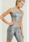 447 Silver -  PRINTED SILVER METALLIC SNAKE BRA TOP - Perception0one.com