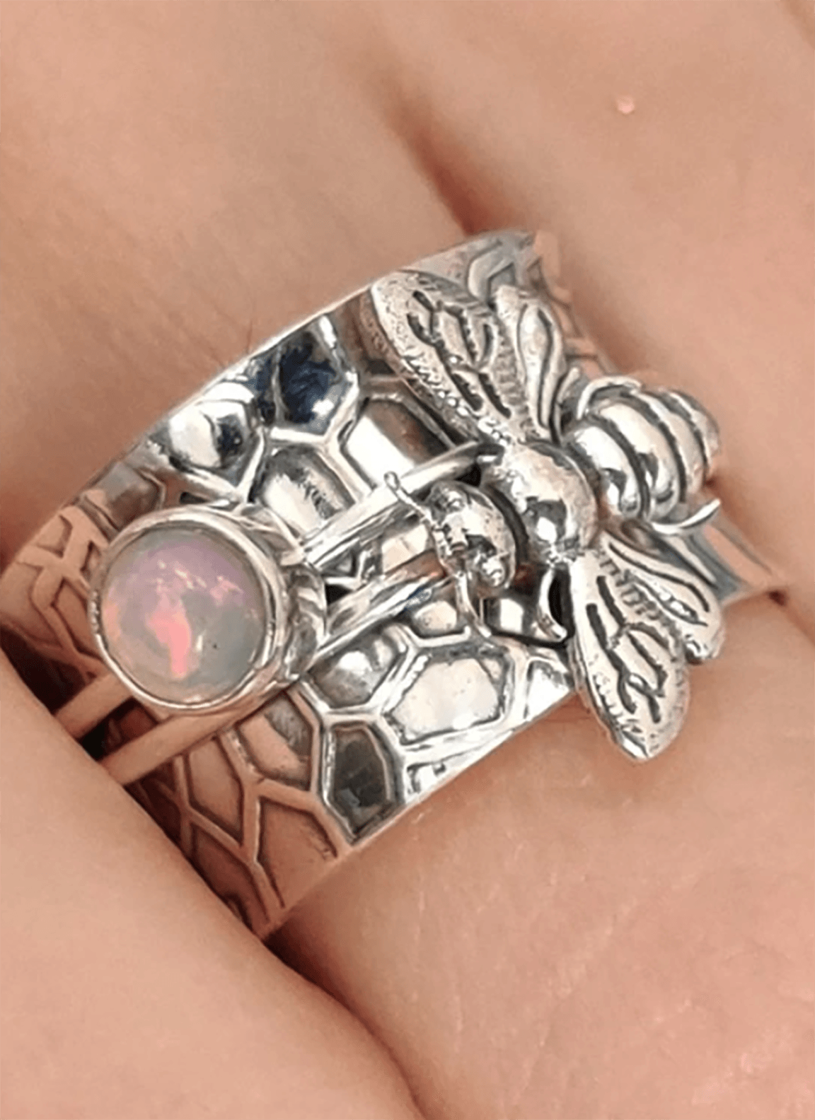 Bee Happy Opal Ring - Boho Ring - Perception0one.com