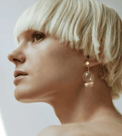 Blown Glass &  Half Moon Matt Stud Earrings - Perception0one.com