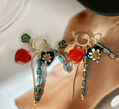 Glass Beaded Earring Strands with Bright Clear & Pattered  Beads - Perception0one.com