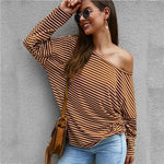 505 Acorn-  Striped Dropped Shoulder Tee with Off Shoulder option - Perception0one.com