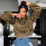 200 Leopard - Cropped 3/4 Zip Faux Fur Pull Over - Perception0one.com