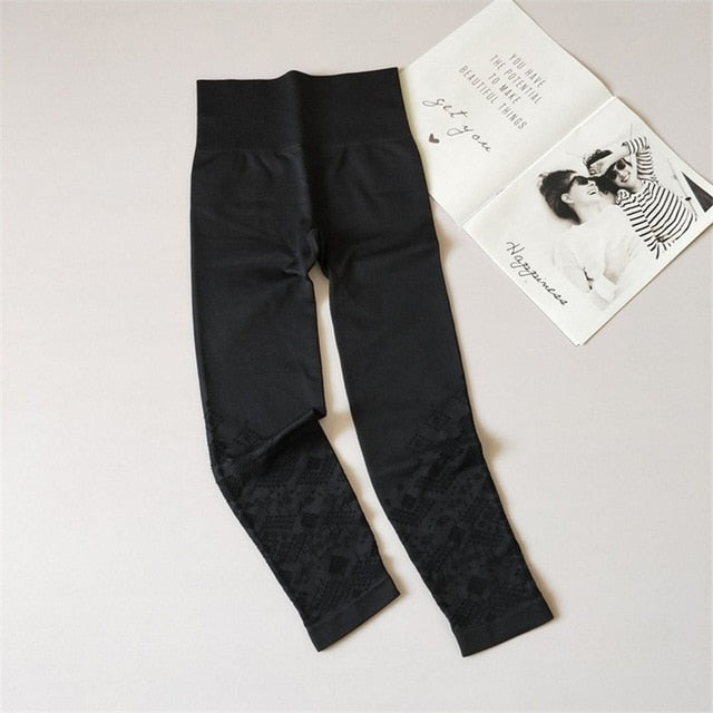 143 Black -  Eyelet Crochet Yoga Pant - Perception0one.com