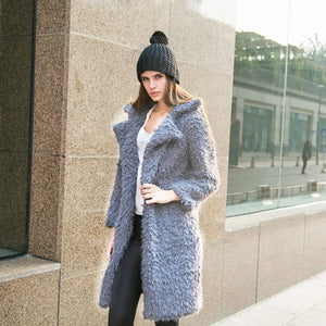445 Pink - Lux Alpaca Faux Fur Trench Coat - Notch Collar - Perception0one.com